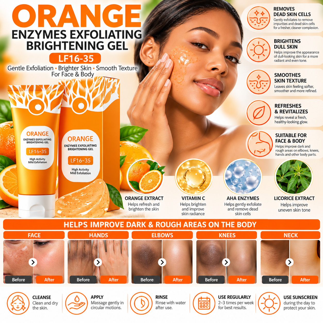 Orange Enzymes Exfoliating Brightening Gel LF16-35 – 100g