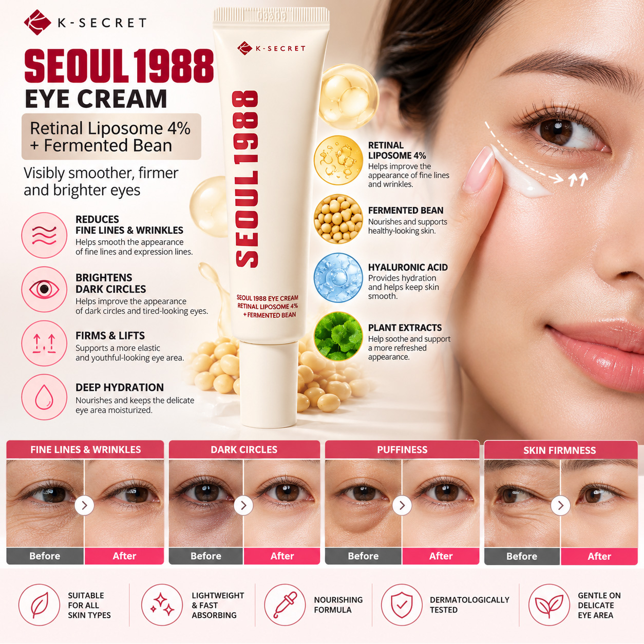 K-SECRET Seoul 1988 Eye Cream – Retinal Liposome 4% + Fermented Bean
