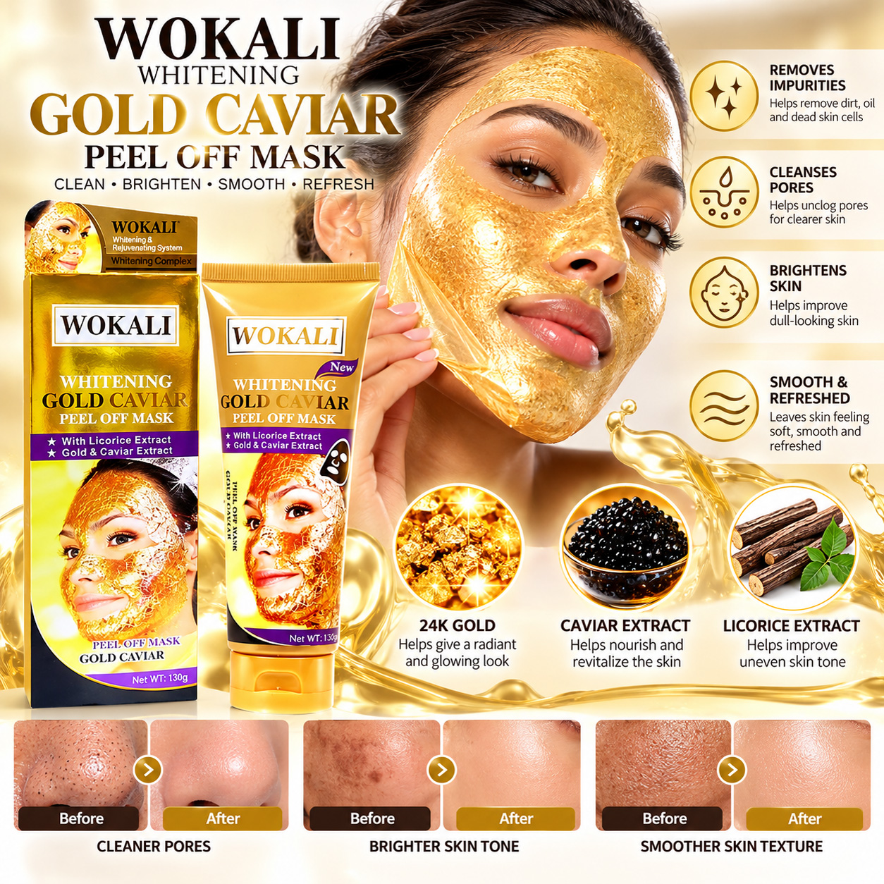 Wokali 24K Gold Caviar Peel-Off Mask
